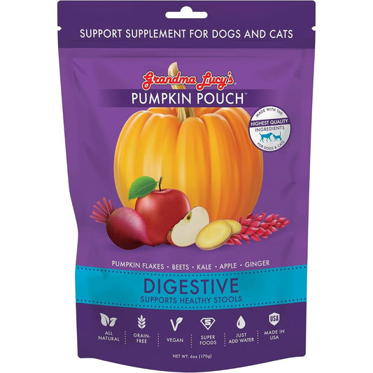 Grandma Lucy's Pumpkin Pouch Digestive Support Freeze Dried Food Topper For Dogs And Cats 6 Ounce Purple