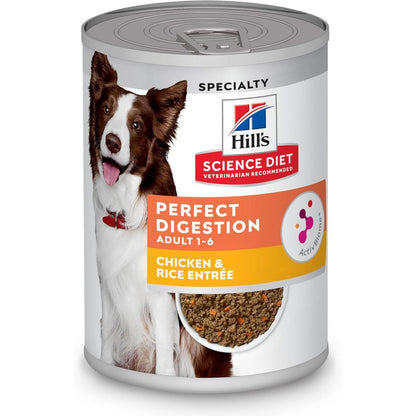 Hill's Science Diet Adult 1-6 Perfect Digestion Wet Dog Food Chicken And Rice Recipe 12.8 Ounce Cans 12 Pack
