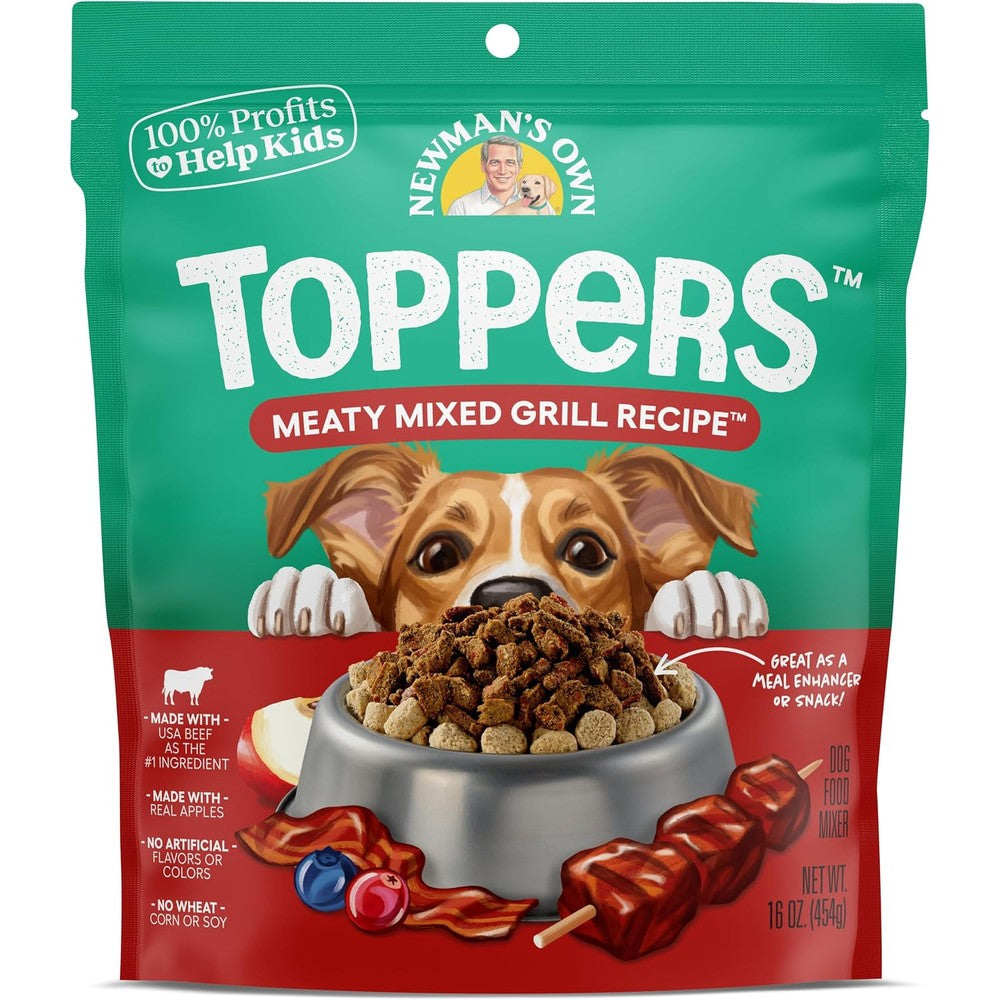 Newman's Own Meaty Mixed Grill Dry Dog Food Topper Grain Free Meal Mixer For Picky Eaters Sixteen Ounce