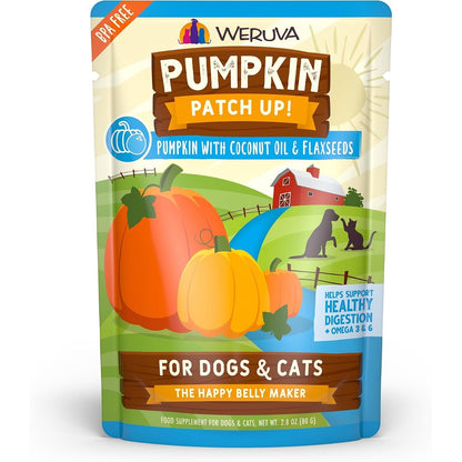 Weruva Pumpkin Patch Up! Pumpkin Puree Supplement For Dogs And Cats With Coconut Oil And Flaxseeds 2.8 Ounce Pouch