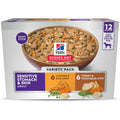 Hill's Science Diet Adult Sensitive Stomach And Skin Chicken And Turkey Stew Wet Dog Food Variety Pack Two Point Eight Ounce Pouches Twelve Pack