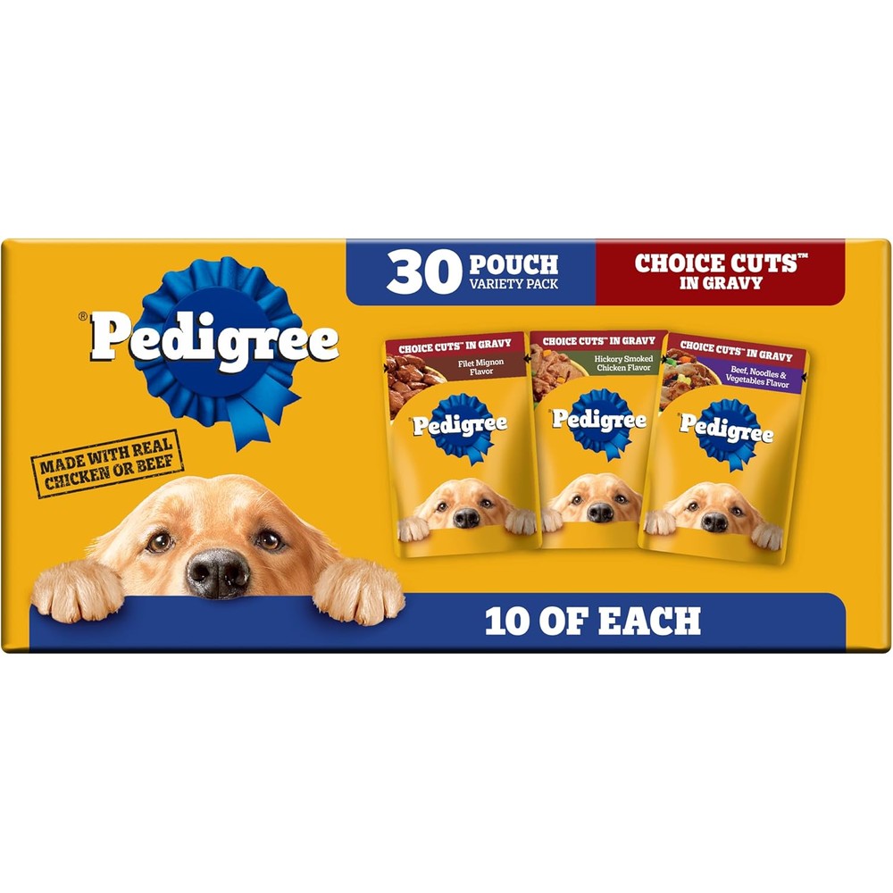 Pedigree Choice Cuts In Gravy Adult Wet Dog Food Variety Pack 3.5 Ounce Pouches 30 Count