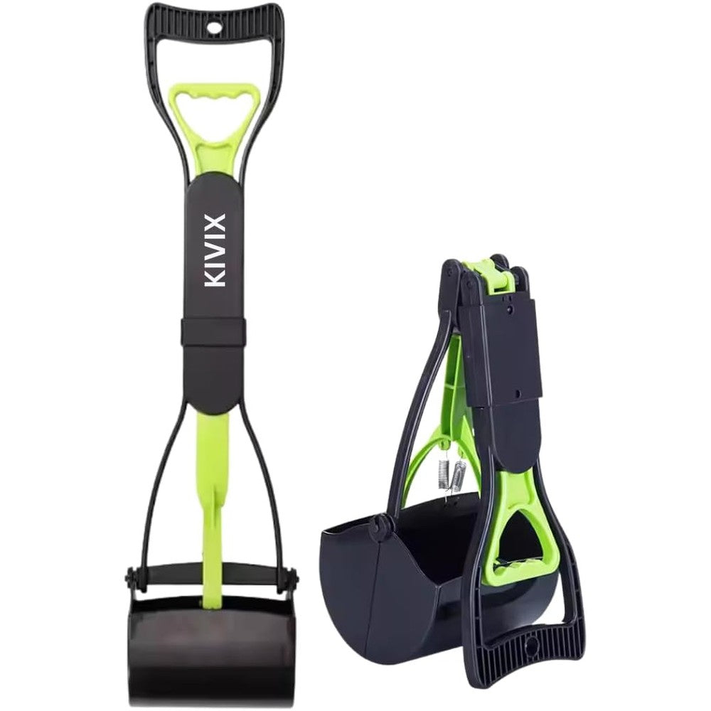 KIVIX 28 Inch Pooper Scooper Foldable Green Dog Poop Scoop with Unbreakable Material and Durable Spring for Grass Dirt and Gravel