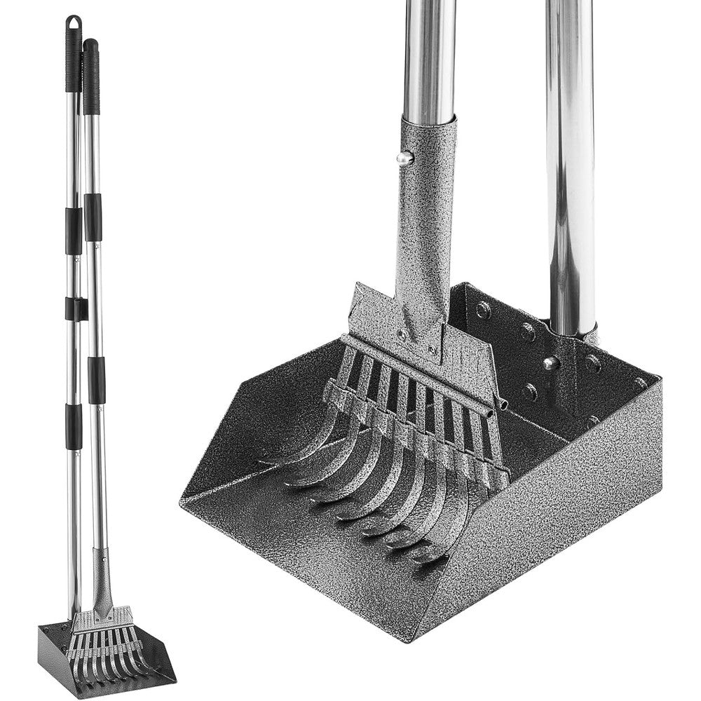 HANTOP Adjustable Long Handle Dog Pooper Scooper Tray And Rake Set Heavy Duty Metal Pet Waste Removal Cleaner For Yard And Garden Clean Up