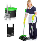 Eocnrhe Pooper Scooper With Bag Attachment Fifty Inches Long Handle Heavy Duty Pet Waste Removal Bin And Rake Set For Large Dogs