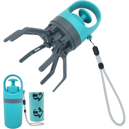 Fhiny Portable Dog Poop Scooper No Touch Handheld Pet Waste Picker With Built In Bag Dispenser And Six Claws For Outdoor Dog Walking Travel