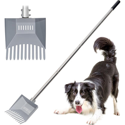 CKLT Heavy Duty Pooper Scooper Sixty Six Inch Tempered Spring Steel Shovel With Long Stainless Steel Handle For Large Dogs Outdoor Pet Waste Removal