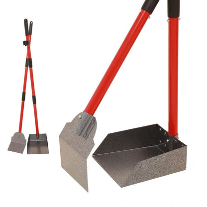 X-TECOKIT Pooper Scooper Spade And Tray Set With Long Stainless Steel Handle Heavy Duty Pet Waste Cleanup System For Large And Small Dogs