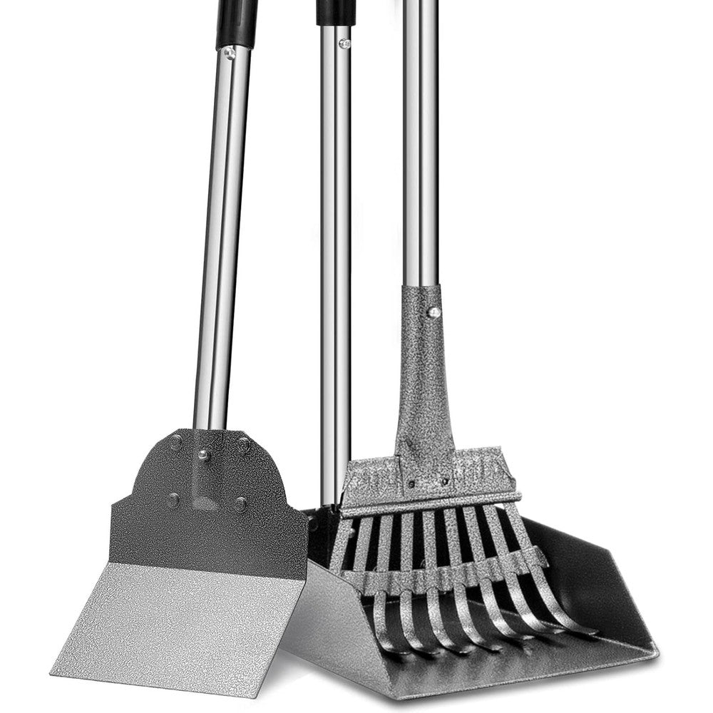 Snagle Paw Upgraded Dog Pooper Scooper Set Heavy Duty Stainless Steel Adjustable Long Handle Metal Tray Rake And Spade Three Pack Pet Waste Removal