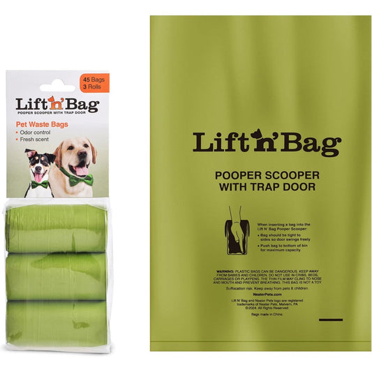 Neater Pet Brands Lift N Bag Extra Capacity Leakproof Dog Poop Bags Rolls Lavender Scent Fourteen Point Twenty Five Inches Three Rolls Forty Five C...