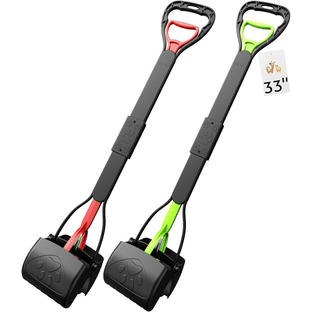 Timingila 33 Inch Pooper Scooper Two Pack Long Handle No Touch Dog Waste Pickup Tool For Large And Small Dogs