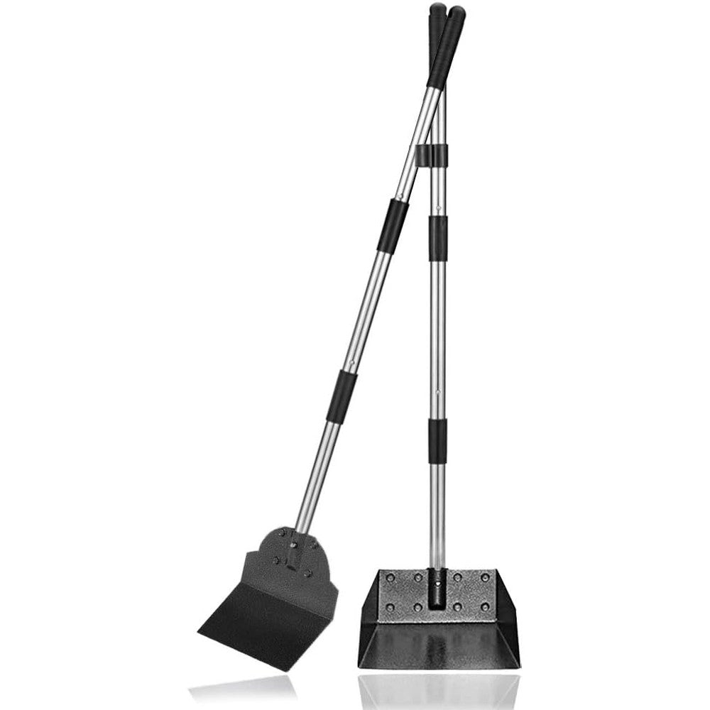 Snagle Paw Upgraded Dog Pooper Scooper Tray And Spade Set With Adjustable Long Stainless Steel Handle For Medium And Large Dogs