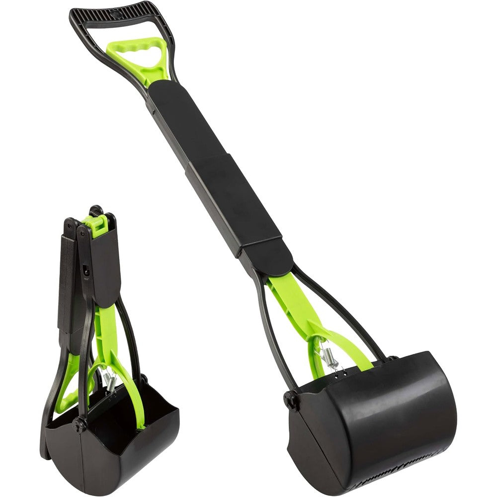 Petmaker Foldable Cat And Dog Pooper Scooper With Ergonomic Long Handle One Handed Pet Waste Scoop For Grass Concrete And Gravel Green
