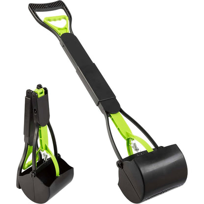Petmaker Foldable Cat And Dog Pooper Scooper With Ergonomic Long Handle One Handed Pet Waste Scoop For Grass Concrete And Gravel Green
