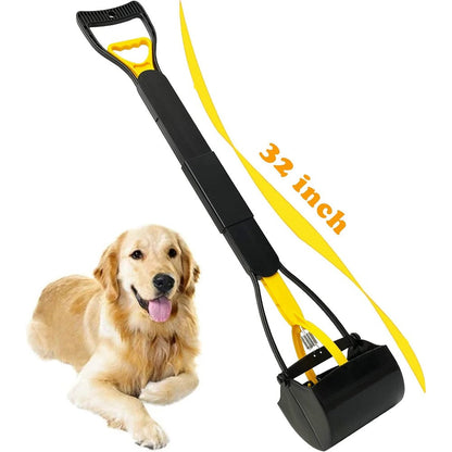 Ienjoyed 32 Inch Tall Pooper Scooper Large Heavy Duty Dog Poop Pick Up Tool With Long Handle And Durable High Strength Spring Foldable Design