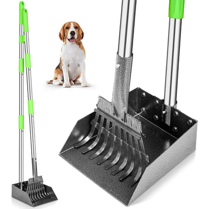 TOOGE Dog Pooper Scooper Heavy Duty Stainless Metal Tray And Rake Set With Extended Long Handle For Large Medium And Small Dogs Green Standard