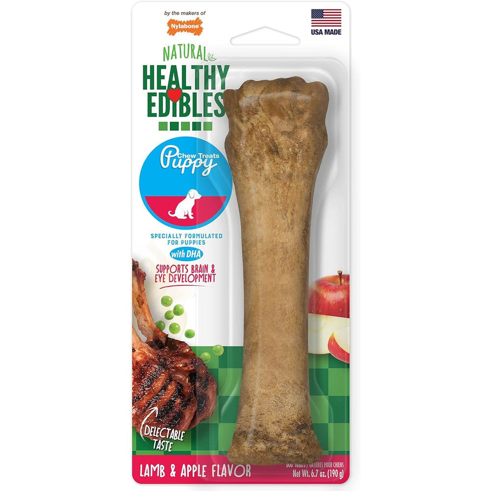 Nylabone Healthy Edibles Natural Puppy Chews Long Lasting Lamb And Apple Flavor Treats For Puppies Extra Large Souper Size 1 Count
