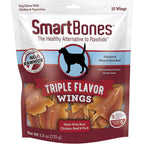 SmartBones Triple Flavor Wings Rawhide Free Dog Chews With Chicken Beef And Pork 10 Count Pack