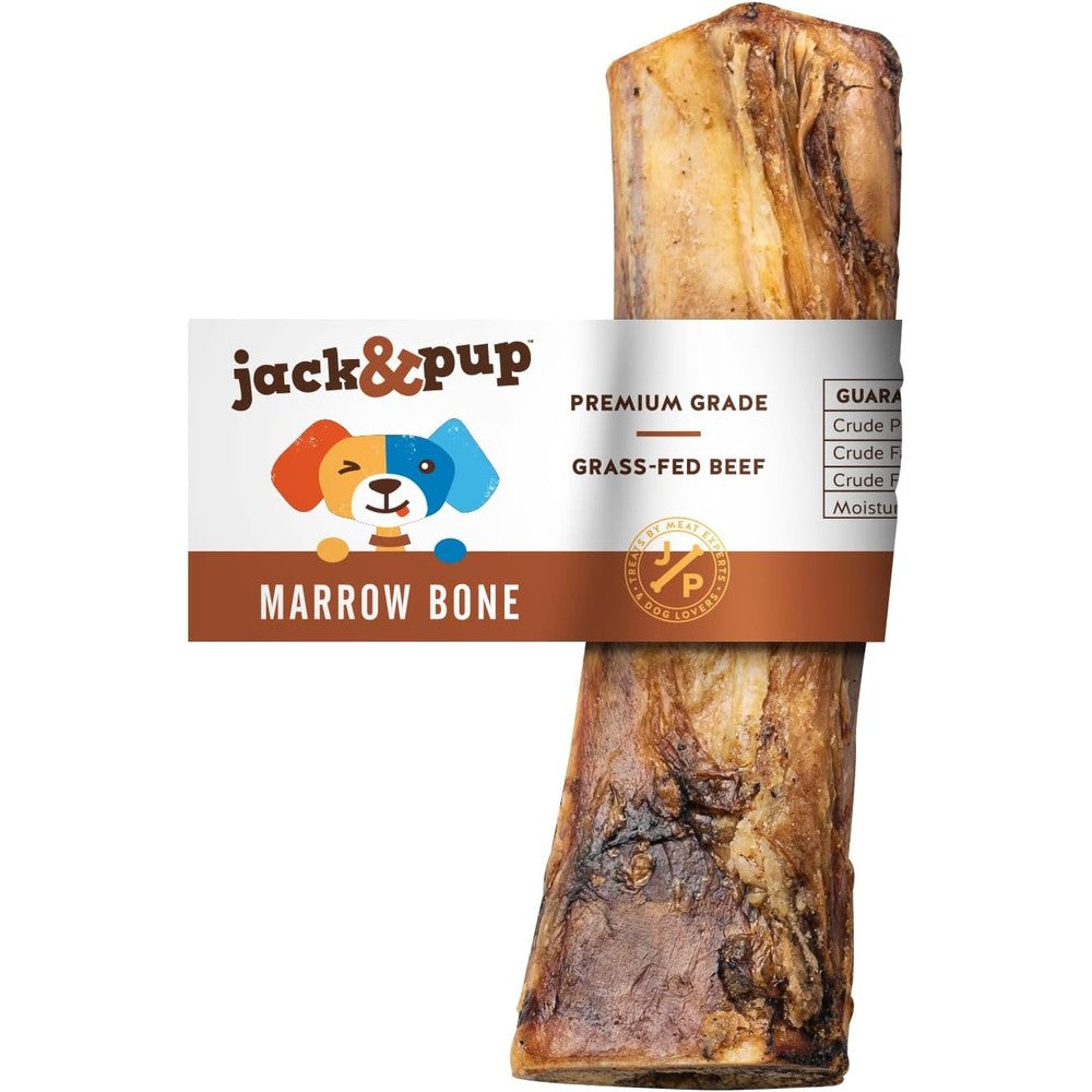 Jack And Pup Natural Beef Marrow Bone For Dogs, 6 Inch Long Lasting Dog Chew For Large Dogs And Aggressive Chewers, 1 Pack