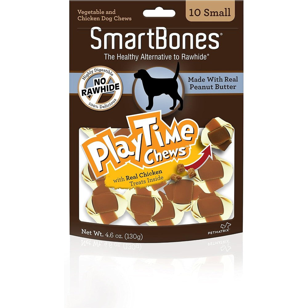 SmartBones DoubleTime Rolls And Playtime Chews Rawhide Free Peanut Butter And Chicken Dog Treats Small Ten Count