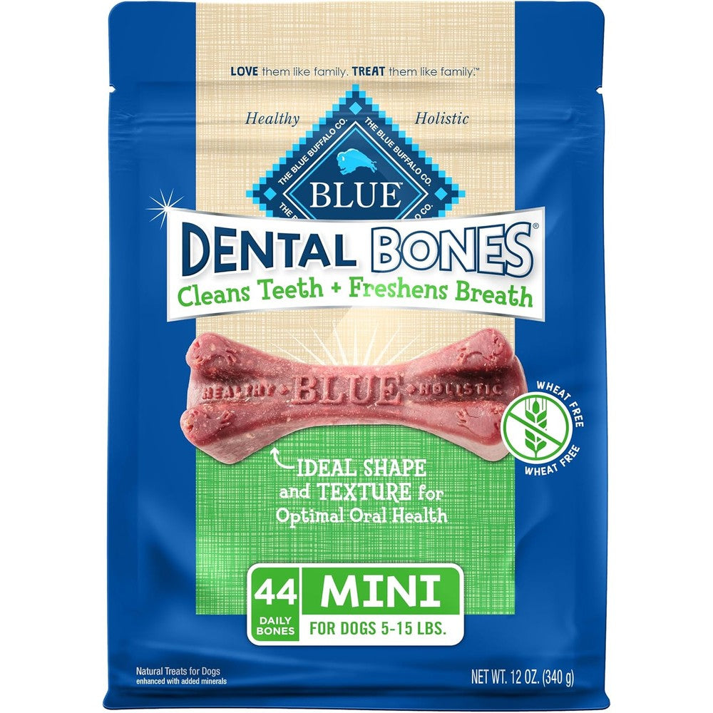Blue Buffalo Dental Bones Mini Natural Dental Chew Dog Treats For Small Dogs 12 Ounce Bag