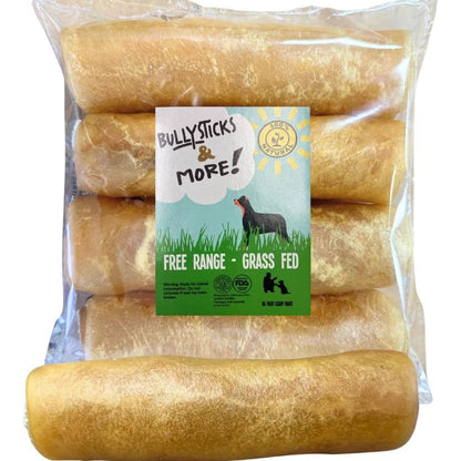 Bullysticks And More 6 Inch Beef Collagen Rolls For Dogs Extra Thick 4 Count No Hide Beef Cheek Rolls For Dental Health And Joint Support