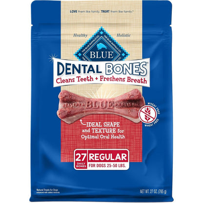 Blue Buffalo Dental Bones Regular Natural Dental Chew Dog Treats Value Pack 27 Ounce