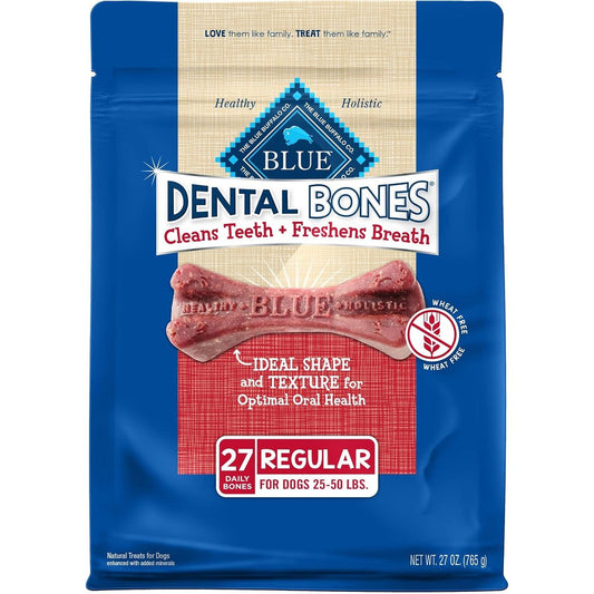 Blue Buffalo Dental Bones Regular Natural Dental Chew Dog Treats Value Pack 27 Ounce