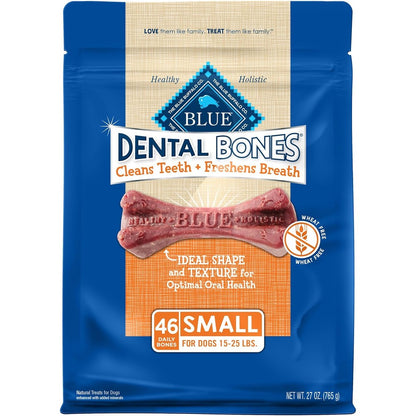 Blue Buffalo Dental Bones Small Natural Dental Chew Dog Treats Wholesome Ingredients Value Pack Bag 27 Ounce For Small Dogs