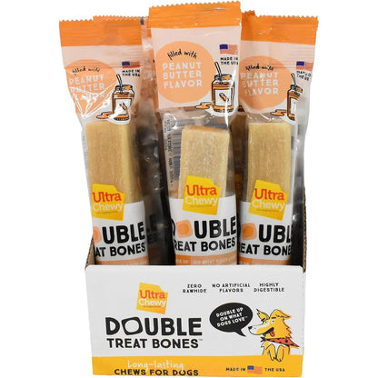 Ultra Chewy Peanut Butter Double Treat Bones Long Lasting Dog Treats For Large And Small Breeds 24 Count