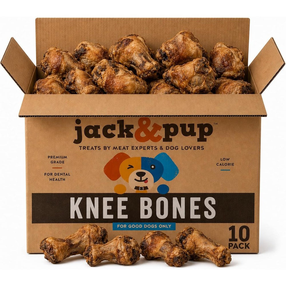 Jack&Pup Beef Knee Cap Bones For Dogs 10 Pack Long Lasting Natural Grass Fed Cattle Dog Chews For Dental Health And Aggressive Chewers