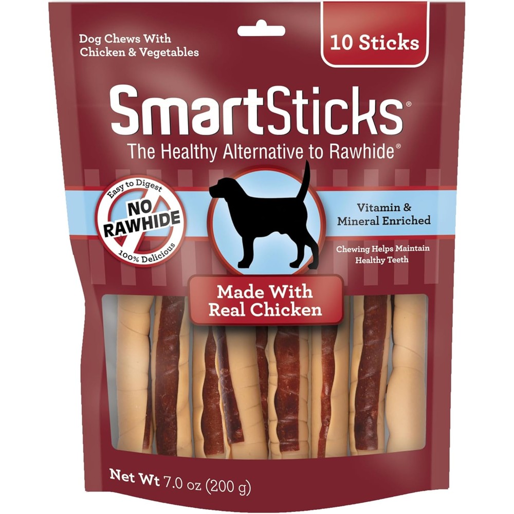 SmartBones SmartSticks Rawhide-Free Dog Chews Made With Real Chicken And Vegetables 10 Sticks