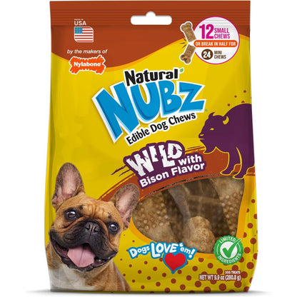 Nylabone Nubz Wild Natural Dog Chew Treats For Small Dogs Long Lasting Edible Dog Chew Bones Made In The United States Bison Flavor Twelve Count
