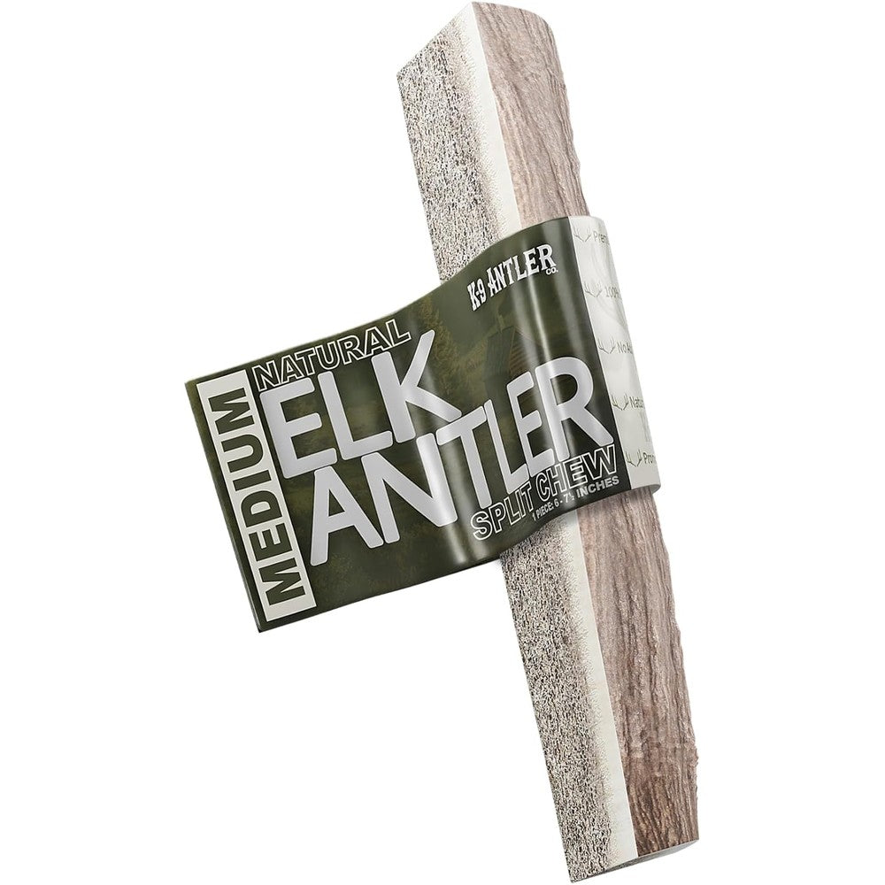 K-9 Antler Co. Elk Antlers For Dogs Medium Split 6 To 7.5 Inch Durable Natural USA Sourced Ethically Harvested Dog Chew