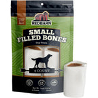 Redbarn Pet Products Small Stuffed Dog Bones Peanut Butter Flavor Long Lasting Natural Beef Femur Chew Treat 4 Count
