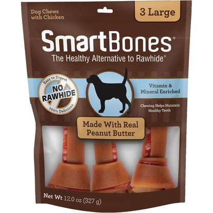 SmartBones Rawhide Free Large Dog Chews With Real Peanut Butter Chicken And Vegetables Three Count