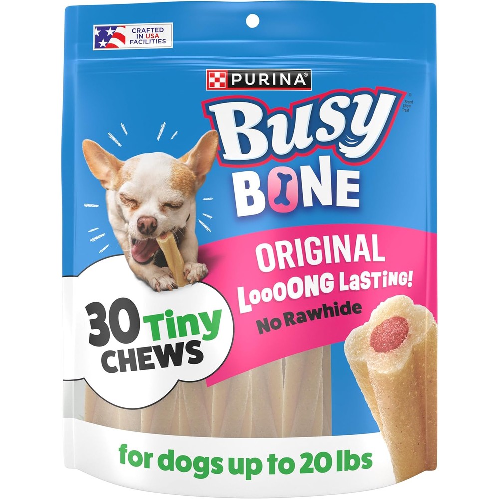 Purina Busy Bone Adult Toy Breed Dog Chew Bone Treats Tiny Variant Rawhide Free Long Lasting Dog Chews Seventeen Ounce Thirty Count Pouch