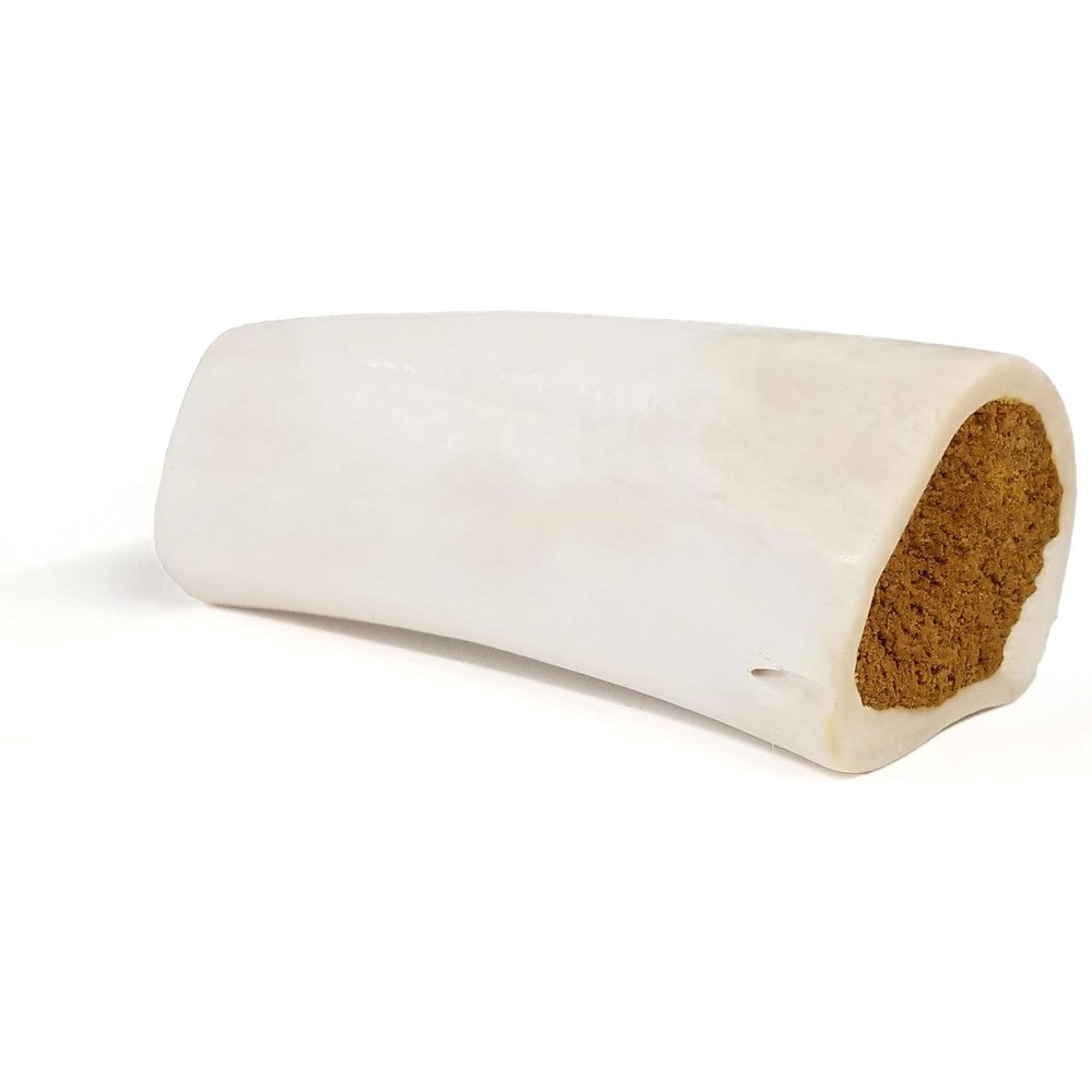 Cadet Stuffed Shin Bone Long Lasting Dog Chew For Aggressive Chewers Bully Stick Peanut Butter Flavor Five To Six Inches For Large Dogs