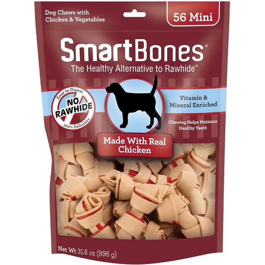 SmartBones Mini Bones With Real Chicken 56 Count Rawhide Free Chews For Dogs