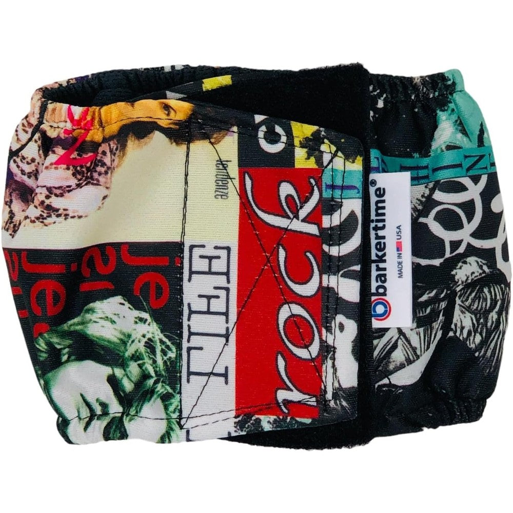 Barkertime Rock And Roll Dog Belly Band Waterproof Male Dog Diaper Wrap For Urinary Incontinence Large Size