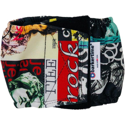 Barkertime Rock And Roll Dog Belly Band Waterproof Male Dog Diaper Wrap For Urinary Incontinence Large Size
