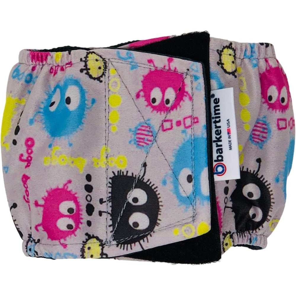 Barkertime Little Monster On Gray Dog Belly Band Washable Reusable Male Dog Diaper Wrap For Incontinence And Marking Size Medium