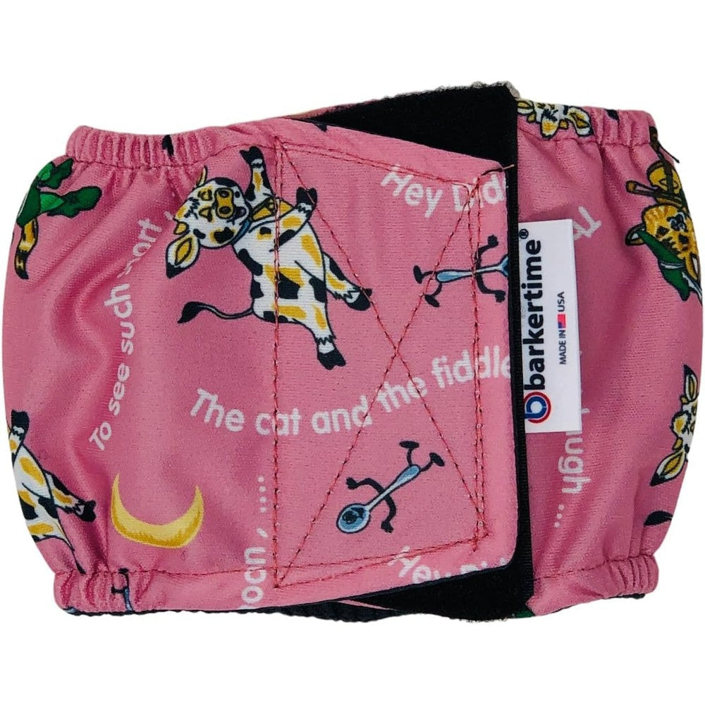 Barkertime Diddle Diddle Dog Belly Band Premium Washable Male Dog Diaper For Incontinence And Marking Pink Nursery Pattern Medium Size