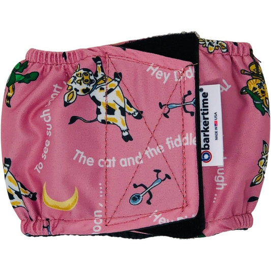 Barkertime Diddle Diddle Dog Belly Band Premium Washable Male Dog Diaper For Incontinence And Marking Pink Nursery Pattern Medium Size