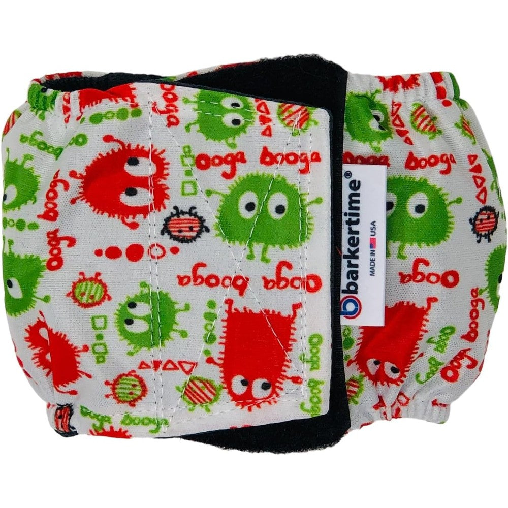 Barkertime Little Monster On White Dog Belly Band Washable Reusable Male Dog Diaper For Incontinence And Marking Prevention Extra Small Size