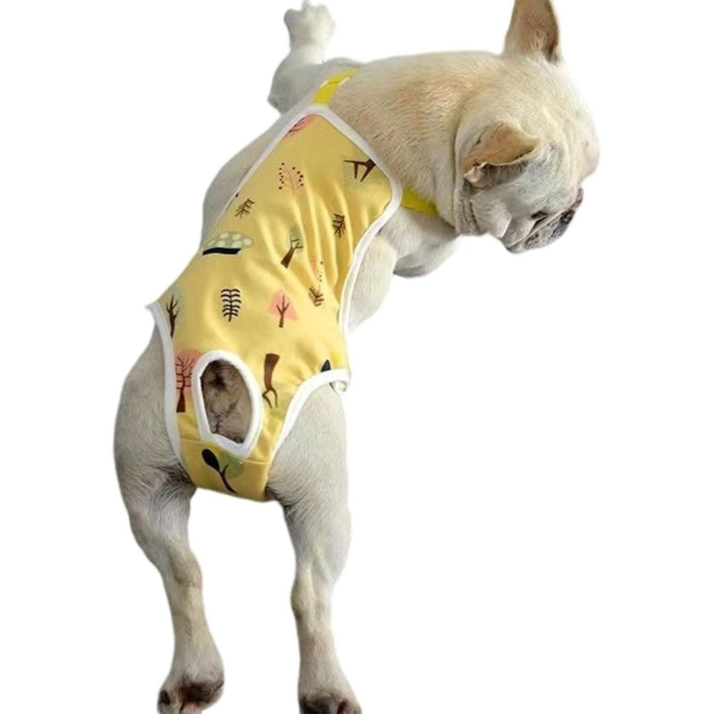 Dreamls Fashion Dog Belly Pants Comfortable Pet Diaper Harness With Adjustable Shoulder Brace Straps For Female Dogs In Heat Medium Yellow