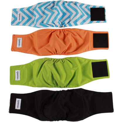 Vecomfy Washable Belly Bands For Male Dogs Premium Reusable Leakproof Puppy Diapers Small Size Black Lining Pack Of 4