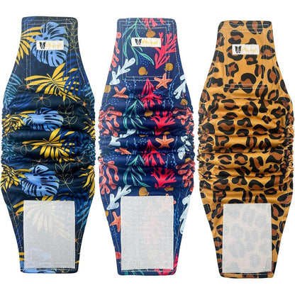 BLIWINPT Reusable Male Dog Pee Wraps High Absorbing Washable Belly Bands With Cute Patterns Size Large 14 To 18 Inches Waist 3 Pack