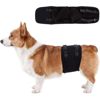 DENTRUN Male Dog Wrap Machine Washable Post Surgery Recovery And Heat Cycle Diaper Adjustable Belly Band For Marking Prevention Black Medium
