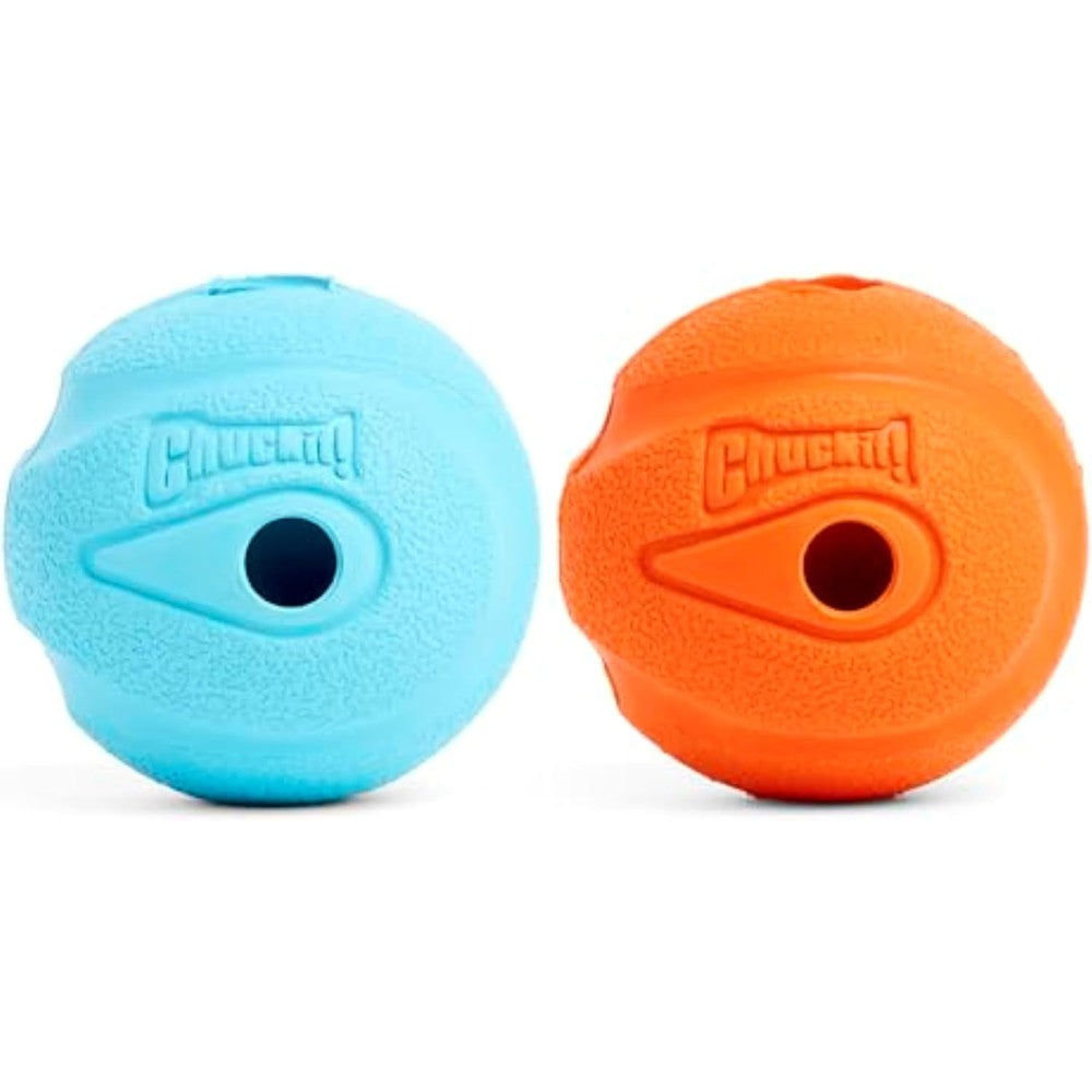 Chuckit! The Whistler Ball Interactive Rubber Dog Toy for Medium Dogs 20 to 60 Pounds, 2.5 Inch Diameter, Multicolor, Pack of 2